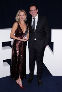 NEW YORK, NEW YORK - DECEMBER 04: (L-R) Marina Larroudé and Ricardo Larroudé attend Footwear News Achievement Awards (FNAAs) 2024 at Cipriani South Street on December 04, 2024 in New York City.  (Photo by Craig Barritt/Footwear News via Getty Images)