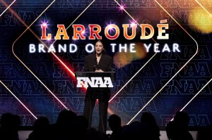 NEW YORK, NEW YORK - DECEMBER 04: Emily DiDonato speaks onstage during the Footwear News Achievement Awards (FNAAs) 2024 at Cipriani South Street on December 04, 2024 in New York City.  (Photo by Craig Barritt/Footwear News via Getty Images)