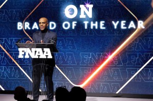 NEW YORK, NEW YORK - DECEMBER 04: Sean Damian Tucker speaks onstage during the the Footwear News Achievement Awards (FNAAs) 2024 at Cipriani South Street on December 04, 2024 in New York City. (Photo by Craig Barritt/Footwear News via Getty Images)