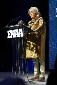 NEW YORK, NEW YORK - DECEMBER 04: Martha Stewart speaks onstage during the Footwear News Achievement Awards (FNAAs) 2024 at Cipriani South Street on December 04, 2024 in New York City. (Photo by Roy Rochlin/Footwear News via Getty Images)