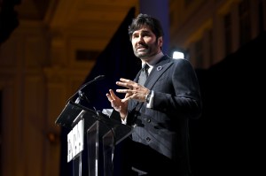 NEW YORK, NEW YORK - DECEMBER 04: Michael Atmore speaks onstage during the Footwear News Achievement Awards (FNAAs) 2024 at Cipriani South Street on December 04, 2024 in New York City. (Photo by Roy Rochlin/Footwear News via Getty Images)