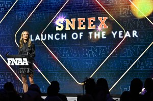 NEW YORK, NEW YORK - DECEMBER 04: Amy Griffin speaks onstage during the Footwear News Achievement Awards (FNAAs) 2024 at Cipriani South Street on December 04, 2024 in New York City. (Photo by Roy Rochlin/Footwear News via Getty Images)