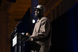 NEW YORK, NEW YORK - DECEMBER 04: Tobe Nwigwe speaks onstage during the Footwear News Achievement Awards (FNAAs) 2024 at Cipriani South Street on December 04, 2024 in New York City. (Photo by Roy Rochlin/Footwear News via Getty Images)