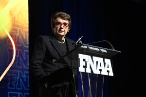 NEW YORK, NEW YORK - DECEMBER 04: Billie Jean King attends the Footwear News Achievement Awards (FNAAs) 2024 at Cipriani South Street on December 04, 2024 in New York City. (Photo by Roy Rochlin/Footwear News via Getty Images)