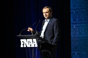 NEW YORK, NEW YORK - DECEMBER 04: Bjorn Gulden speaks onstage during the Footwear News Achievement Awards (FNAAs) 2024 at Cipriani South Street on December 04, 2024 in New York City. (Photo by Roy Rochlin/Footwear News via Getty Images)