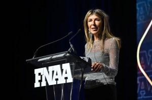 NEW YORK, NEW YORK - DECEMBER 04: Nina Garcia speaks onstage during the Footwear News Achievement Awards (FNAAs) 2024 at Cipriani South Street on December 04, 2024 in New York City. (Photo by Roy Rochlin/Footwear News via Getty Images)