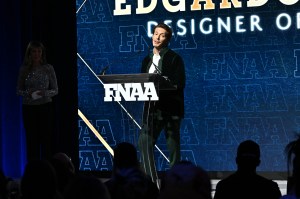 NEW YORK, NEW YORK - DECEMBER 04: Edgardo Osorio speaks onstage during the Footwear News Achievement Awards (FNAAs) 2024 at Cipriani South Street on December 04, 2024 in New York City. (Photo by Roy Rochlin/Footwear News via Getty Images)