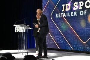 NEW YORK, NEW YORK - DECEMBER 04: Regis Schultz speaks onstage during the Footwear News Achievement Awards (FNAAs) 2024 at Cipriani South Street on December 04, 2024 in New York City. (Photo by Roy Rochlin/Footwear News via Getty Images)