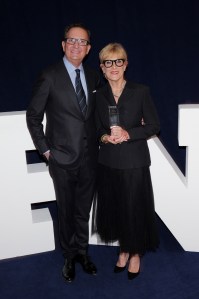 NEW YORK, NEW YORK - DECEMBER 04: Marc Fisher and Susan Itzkowitz attend the Footwear News Achievement Awards (FNAAs) 2024 at Cipriani South Street on December 04, 2024 in New York City. (Photo by Craig Barritt/Footwear News via Getty Images)