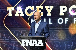 NEW YORK, NEW YORK - DECEMBER 04: Jamie Nordstrom speaks onstage during the Footwear News Achievement Awards (FNAAs) 2024 at Cipriani South Street on December 04, 2024 in New York City. (Photo by Roy Rochlin/Footwear News via Getty Images)