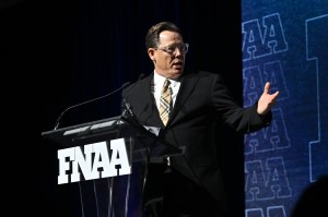 NEW YORK, NEW YORK - DECEMBER 04: Jason Kirrer speaks onstage during the Footwear News Achievement Awards (FNAAs) 2024 at Cipriani South Street on December 04, 2024 in New York City. (Photo by Roy Rochlin/Footwear News via Getty Images)