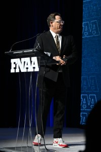 NEW YORK, NEW YORK - DECEMBER 04: Jason Kirrer speaks onstage during the Footwear News Achievement Awards (FNAAs) 2024 at Cipriani South Street on December 04, 2024 in New York City. (Photo by Roy Rochlin/Footwear News via Getty Images)