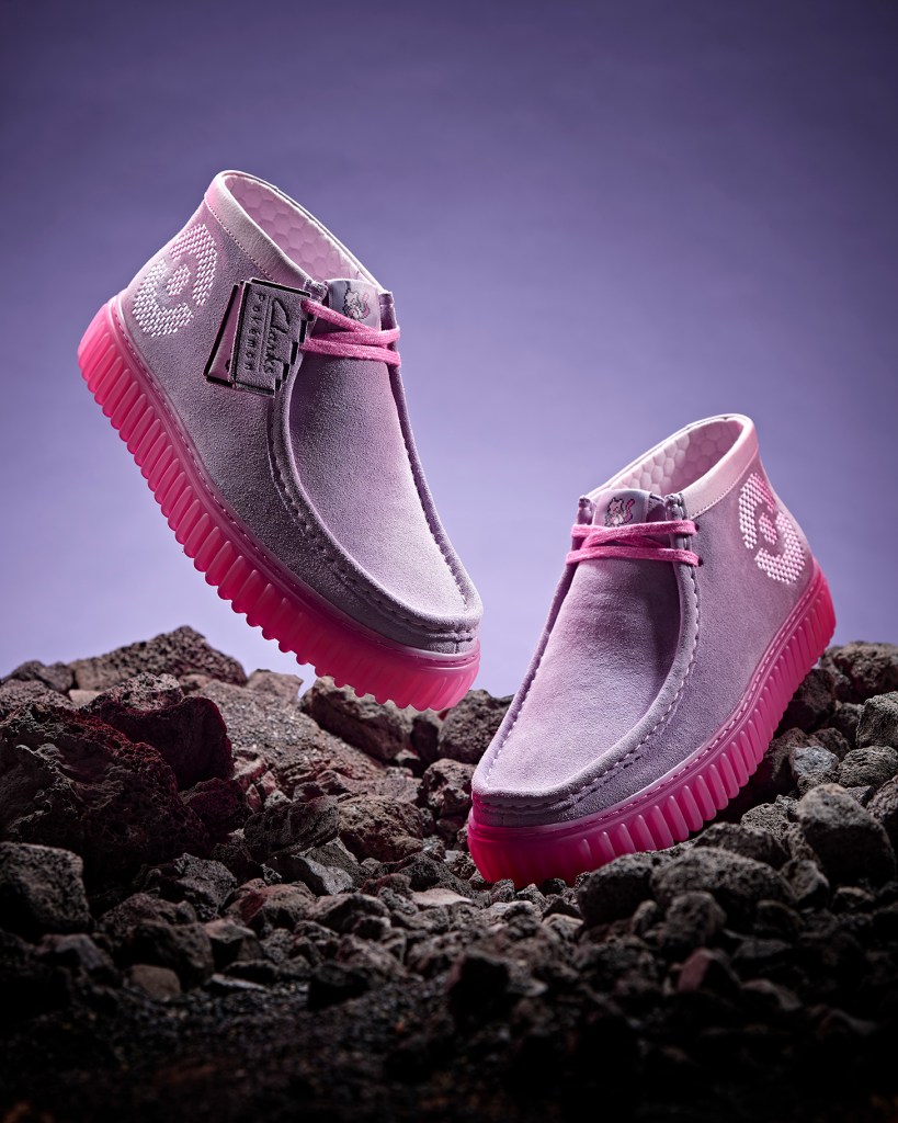 Mewtwo-inspired shoe in the 2024 Clarks x Pokémon collection.