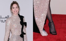 Emily Blunt, sandal heels, Tamara Ralph, bow, gown, red carpet, Red Sea International Film Festival 2024