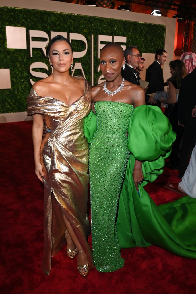 JEDDAH, SAUDI ARABIA - DECEMBER 05: Eva Longoria and Cynthia Erivo attend the Opening Ceremony at the Red Sea International Film Festival 2024 on December 05, 2024 in Jeddah, Saudi Arabia. (Photo by Eamonn M. McCormack/Getty Images for The Red Sea International Film Festival)