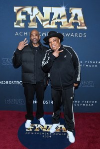 NEW YORK, NEW YORK - DECEMBER 04: (L-R) Darryl McDaniels and Joseph Reverend Run Simmons attend Footwear News Achievement Awards (FNAAs) 2024 at Cipriani South Street on December 04, 2024 in New York City.  (Photo by Roy Rochlin/Footwear News via Getty Images)