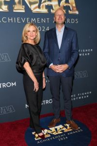 NEW YORK, NEW YORK - DECEMBER 04: (L-R) Tacey Powers and James Nordstrom attend the 38th Annual Footwear News Achievement Awards at Cipriani South Street on December 04, 2024 in New York City. (Photo by Dia Dipasupil/Getty Images)