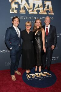 NEW YORK, NEW YORK - DECEMBER 04: Susan Itzkowitz (2nd L) and Gordon Elliott (R) attends the 38th Annual Footwear News Achievement Awards at Cipriani South Street on December 04, 2024 in New York City. (Photo by Dia Dipasupil/Getty Images)