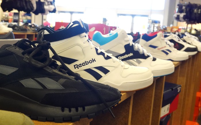 NOVATO, CALIFORNIA - MARCH 17: Reebok shoes are displayed at a Designer Shoe Warehouse store on March 17, 2022 in Novato, California. As many American companies have halted business in Russia due to the Russian invasion of Ukraine, some companies are opting to continue their business in the country. Well known brands like Reebok, Eddie Bauer, and the makers of Brawny paper towels and Vanity Fair napkins are still selling their products and doing business in Russia. (Photo by Justin Sullivan/Getty Images)