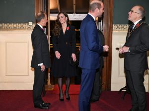 LONDON, ENGLAND - NOVEMBER 9:  Britain's Catherine, Princess of Wales (2nd L) and Prince William, Prince of Wales (2nd R) attend the Royal British Legion Festival of Remembrance at the Royal Albert Hall on November 9, 2024 in London, England. (Photo by Chris J. Ratcliffe - WPA Pool/Getty Images)