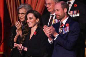 LONDON, ENGLAND - NOVEMBER 9:  Britain's Catherine, Princess of Wales (L) and Prince William, Prince of Wales (R) attend the Royal British Legion Festival of Remembrance at the Royal Albert Hall on November 9, 2024 in London, England. (Photo by Chris J. Ratcliffe - WPA Pool/Getty Images)