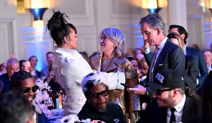 NEW YORK, NEW YORK - DECEMBER 04: Rihanna and Martha Stewart attend the Footwear News Achievement Awards (FNAAs) 2024 at Cipriani South Street on December 04, 2024 in New York City. (Photo by Roy Rochlin/Footwear News via Getty Images)