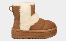 Ugg, boots, platform boots, platforms, fall boots, winter boots, tan boots, brown boots, round toe boots, soft boots, quilted boots, wool boots, wool trim, UGGplush, fall shoes, fall footwear, Fall 2023